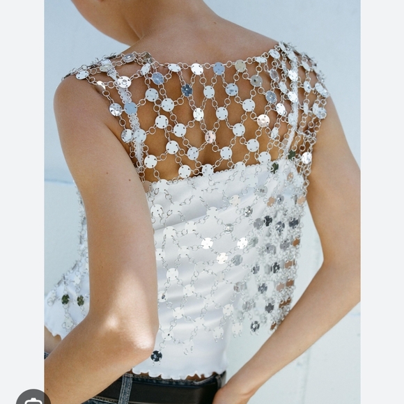 ZARA JEWEL CROP TOP SIZE M - Picture 3 of 10